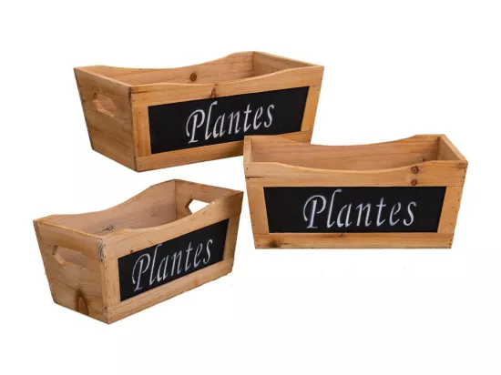 Ensemble de 3 boîtes en bois marron