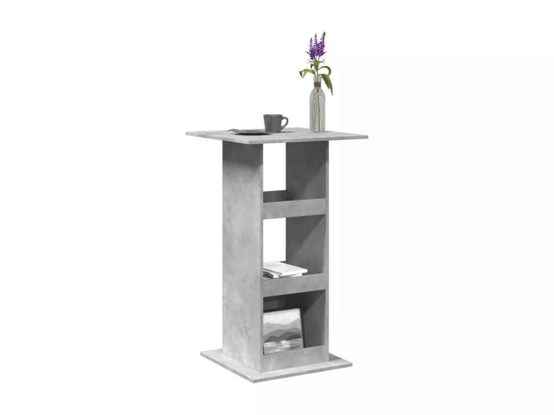 Table de bar avec rangement gris béton bois d'ingénierie