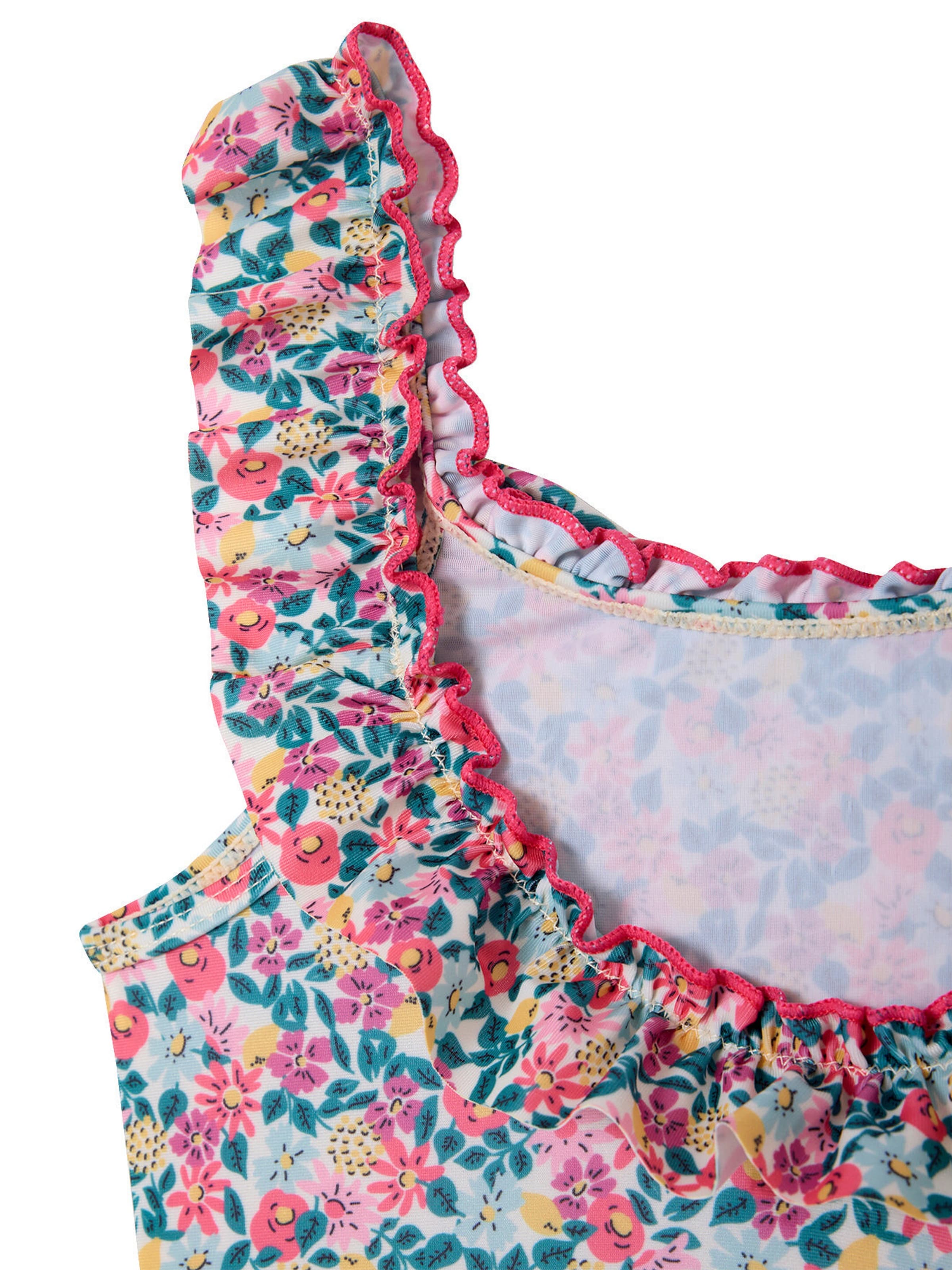 Vertbaudet Mädchen Badeanzug mit Blumenprint pfirsich