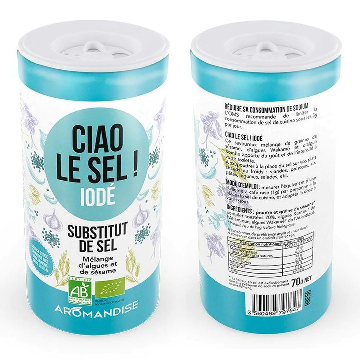 Substitut de sel iodé 140 g Aromandise