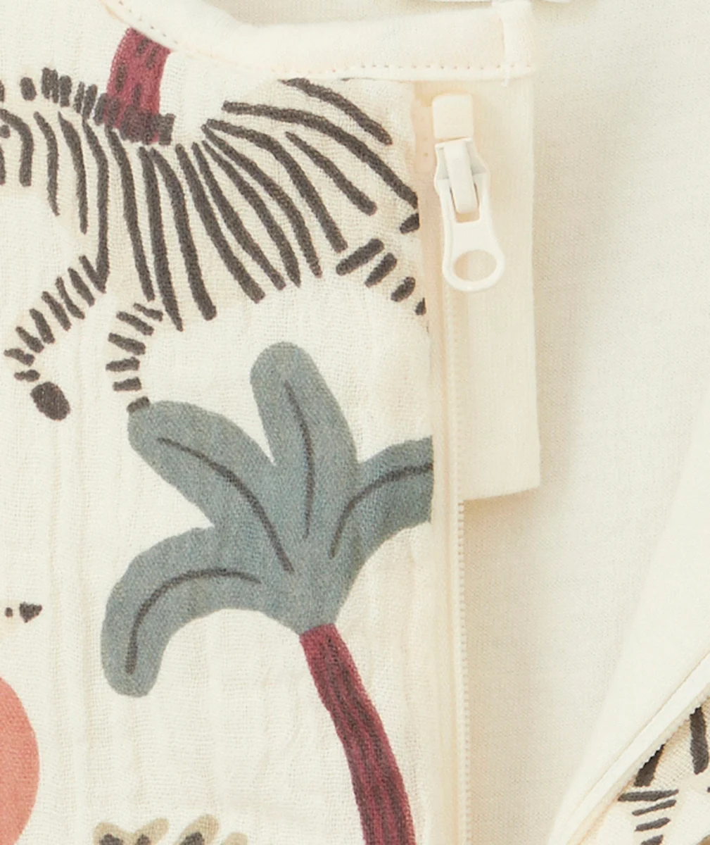 GIGOTEUSE BÉBÉ ÉCRU EN COTON ET REMBOURRAGE RECYCLÉ THÈME JUNGLE