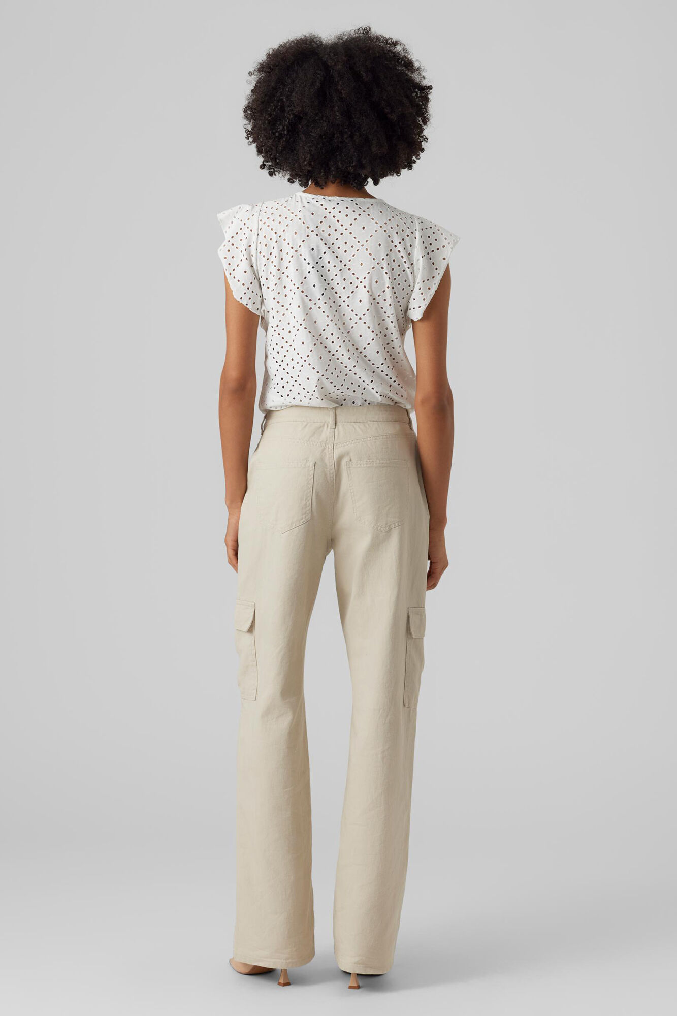 Top feminino com estampa de volante - Branco