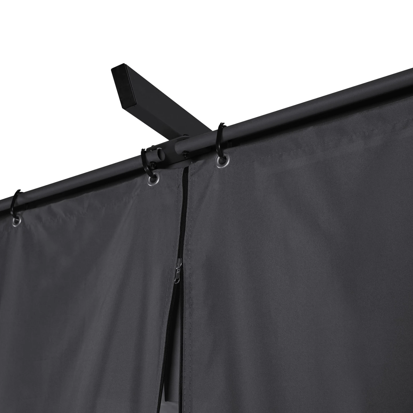 Pergola édition limitée toit rétractable 3x3 M et 4 rideaux gris anthracite