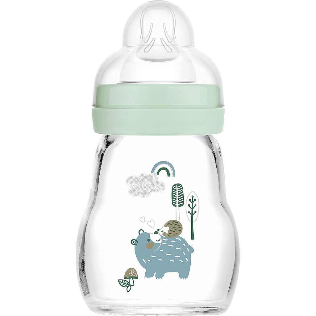 MAMMAM   Babyflasche Feel Good Elements Glas Bär/Igel 170ml