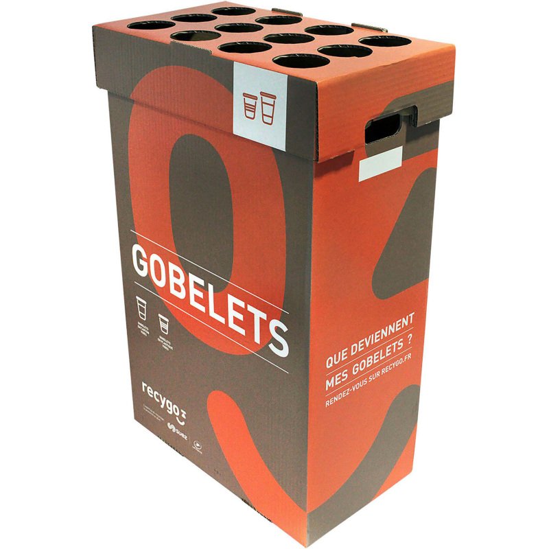 Service de collecte RECYGO - Boîte de collecte pour le tri et le recyclage des gobelets - Lot de 3 boîtes avec service inclus