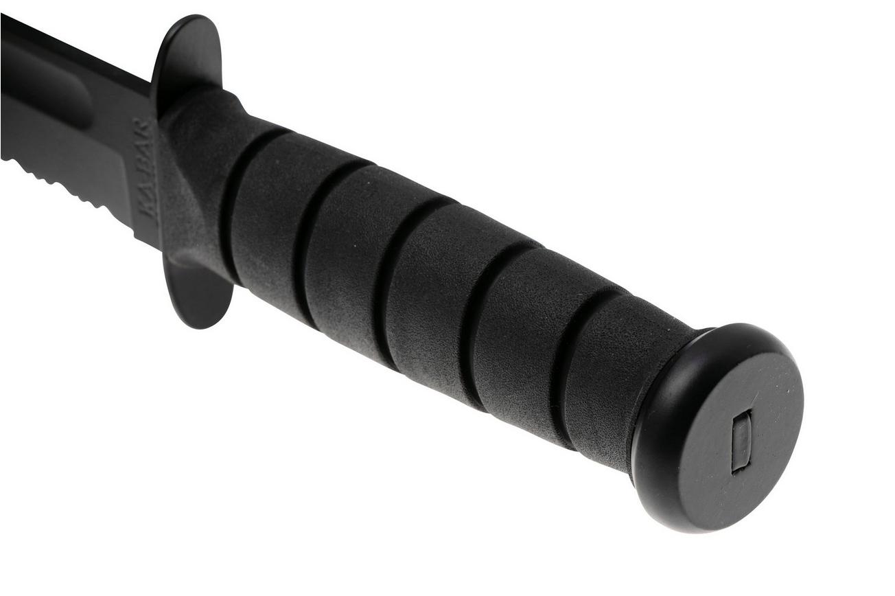 KA-BAR 1212 deels gekarteld, vaststaand mes, lederen foedraal
