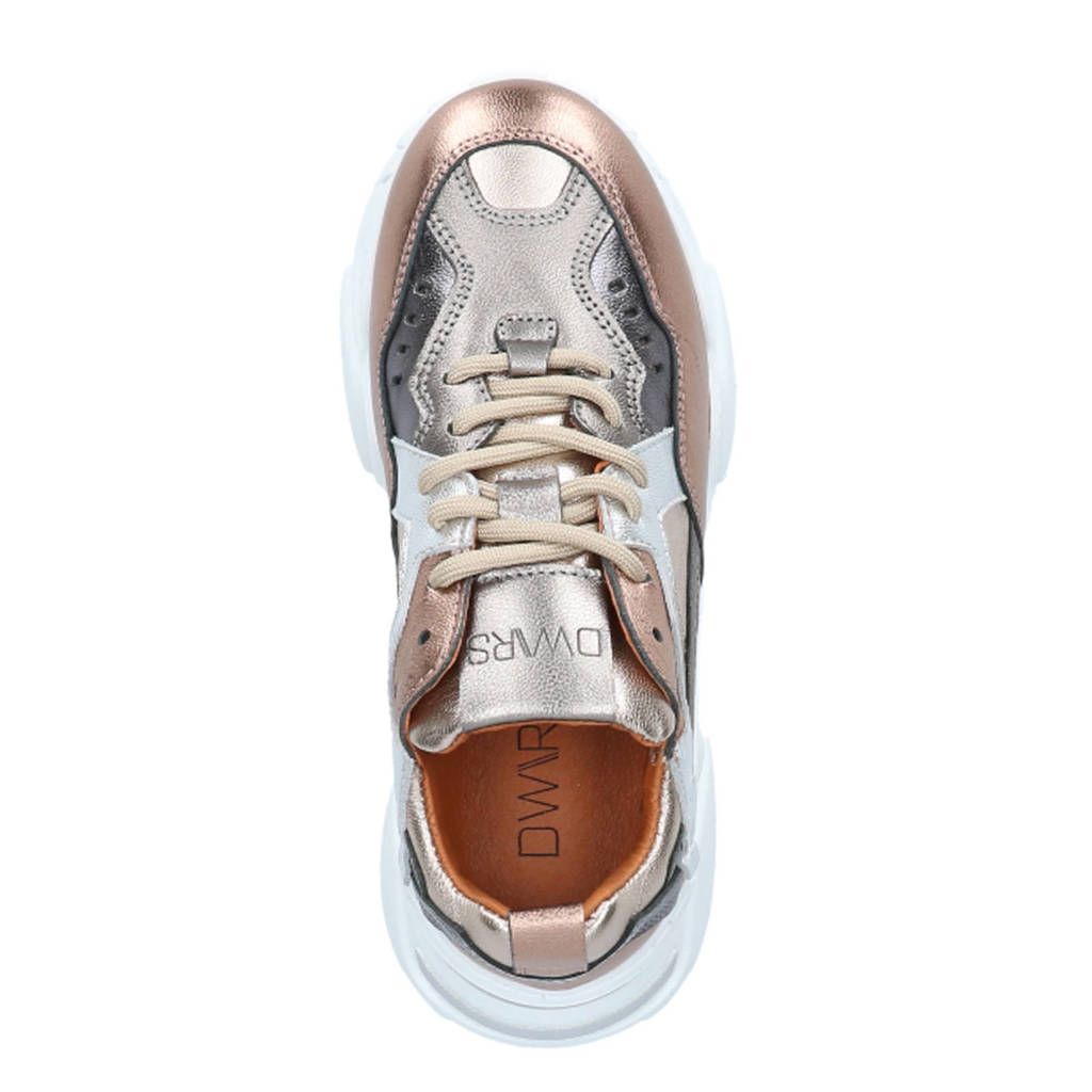 DWRS Plutoleren sneakers goud/zilver