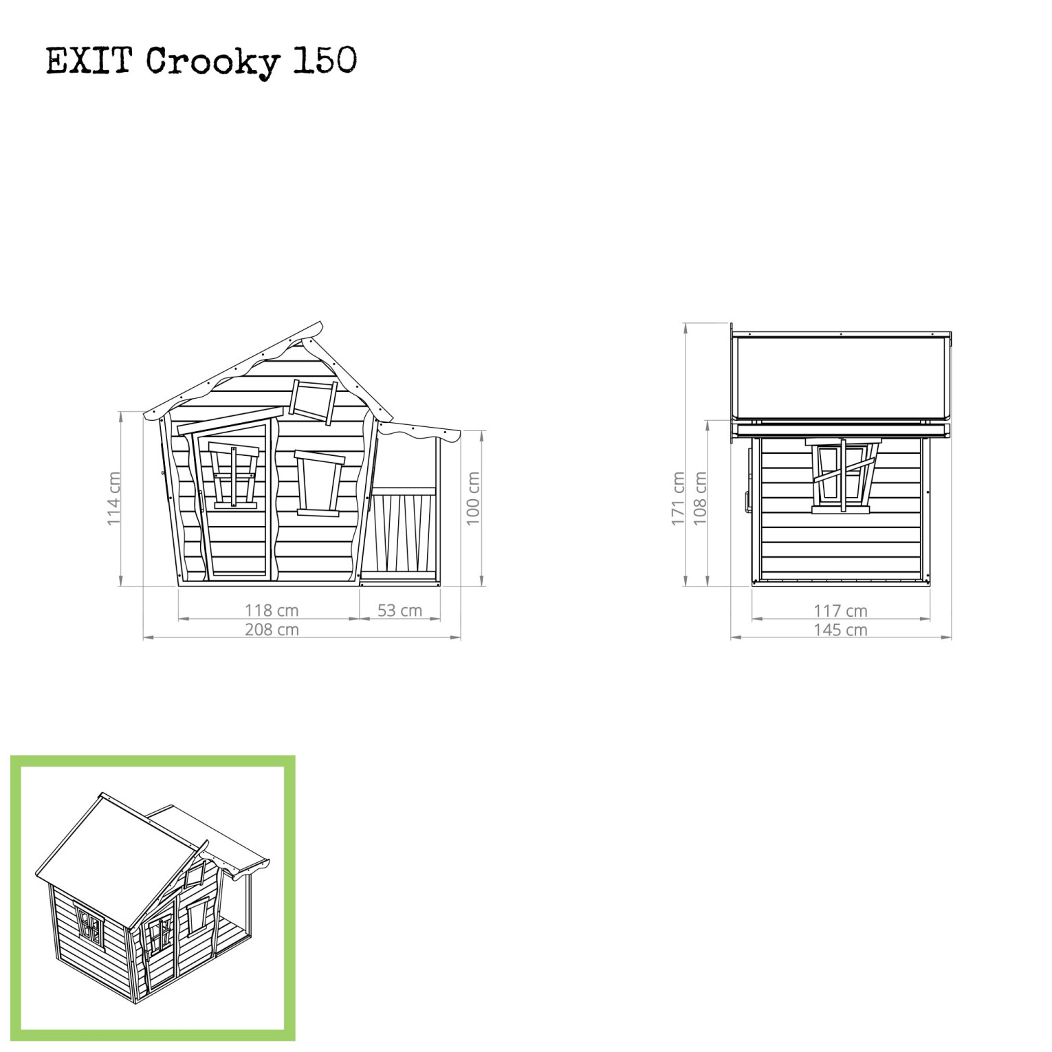 EXIT Crooky 150 houten speelhuis - grijsbeige
