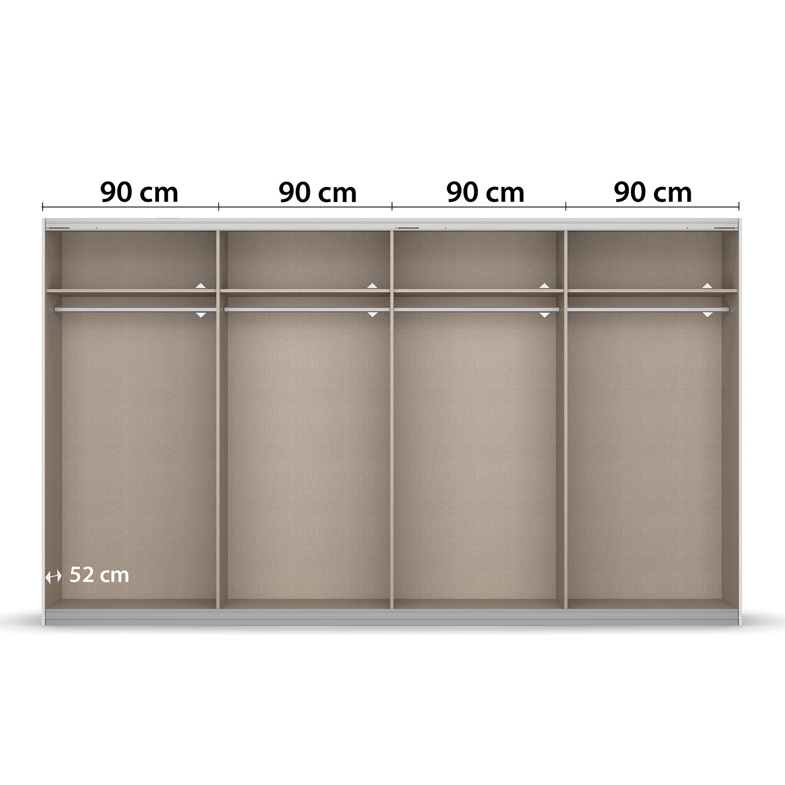 Schwebetürenschrank - Sonoma Eiche - 2 Spiegeltüren - 360 cm