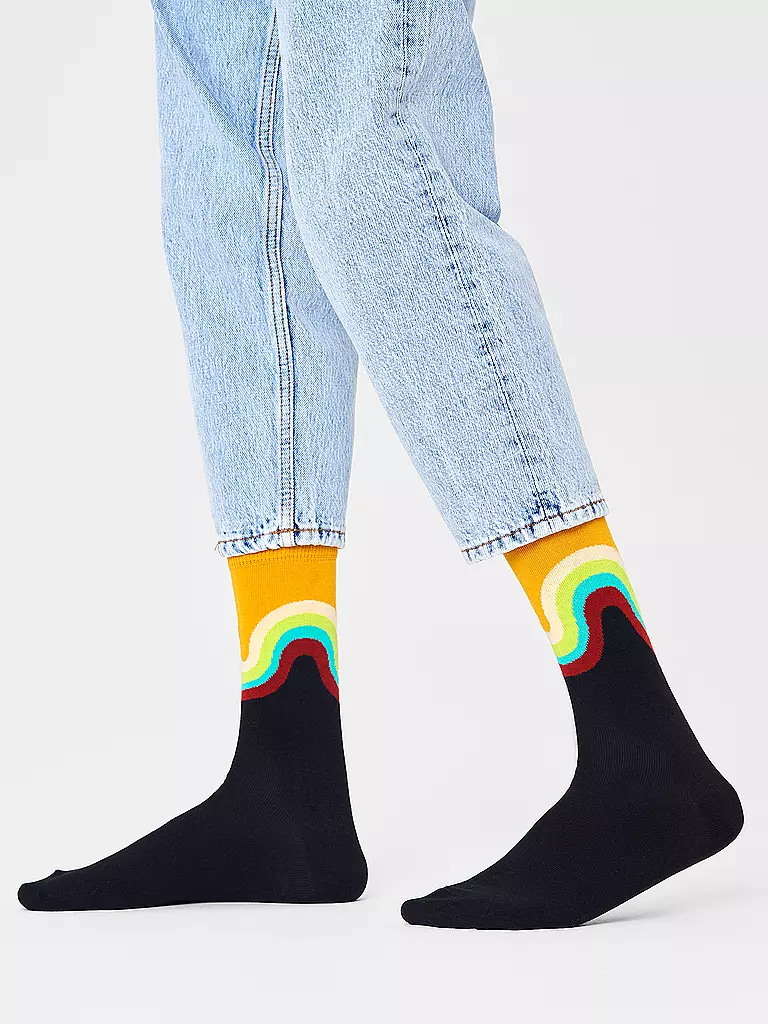 HAPPY SOCKS Herren Socken JUMBO WAVE black / multi schwarz
