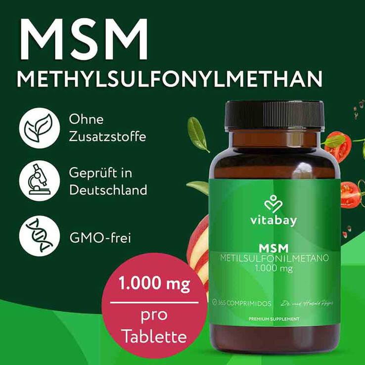 MSM 1000 mg Methylsulfonylmethan vegan Tabletten, 365 St