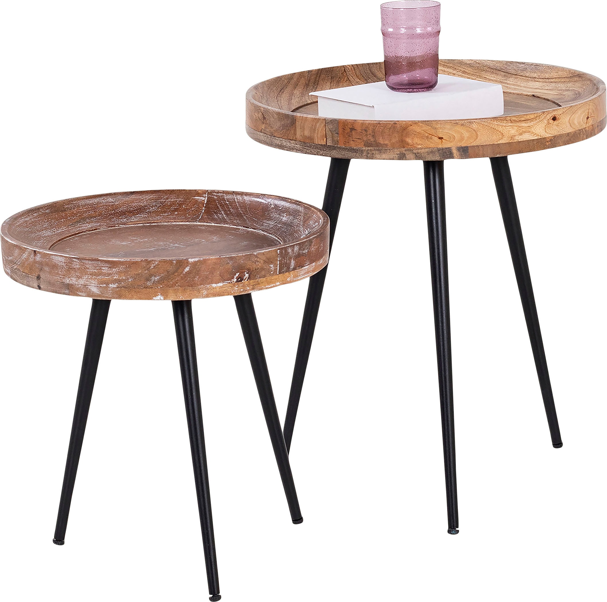 byLIVING Beistelltisch »Ava« Massive runde Tischplatte, Durchmesser 38 oder 45 cm