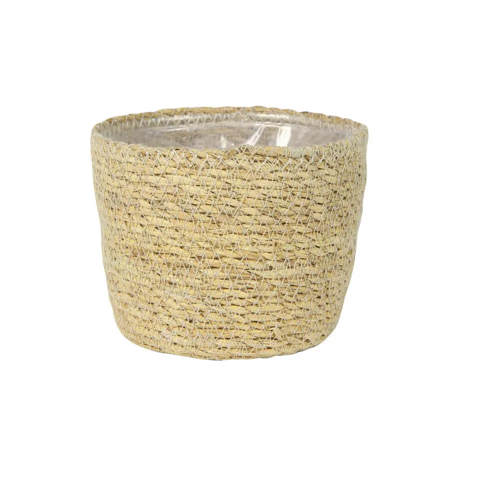Ter Steege Plantenmand - zeegras - rotan - beige - 15 x 12 cm