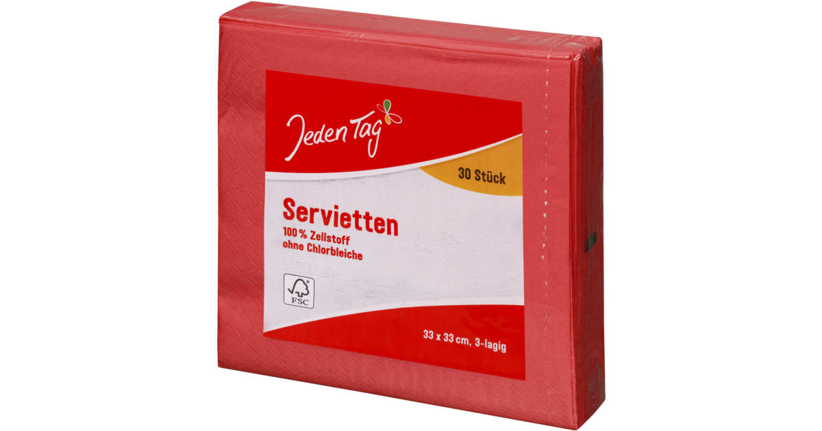 Jeden Tag Servietten rot 33x 33 cm 3-lagig