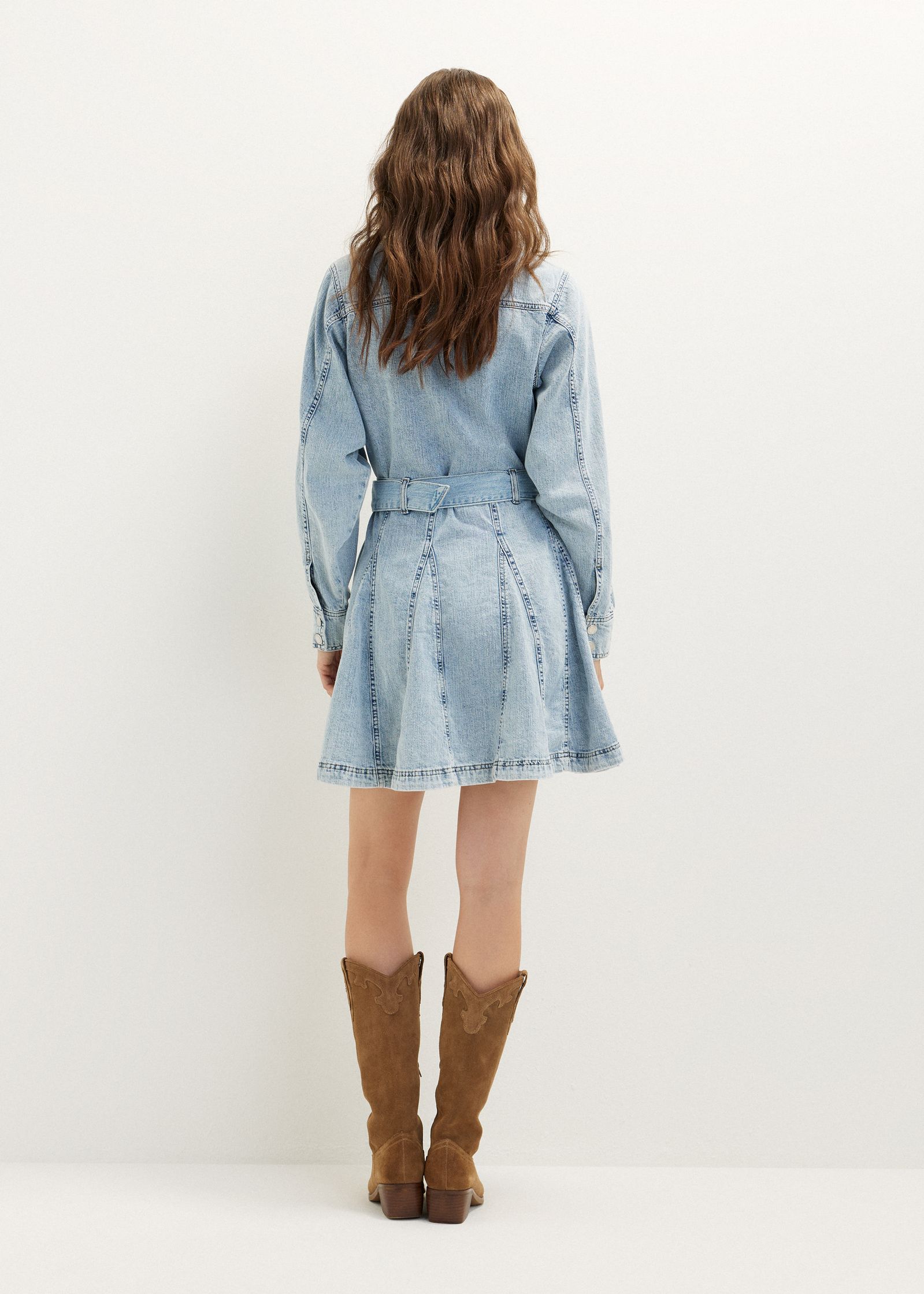 Denim mini jurk met riem