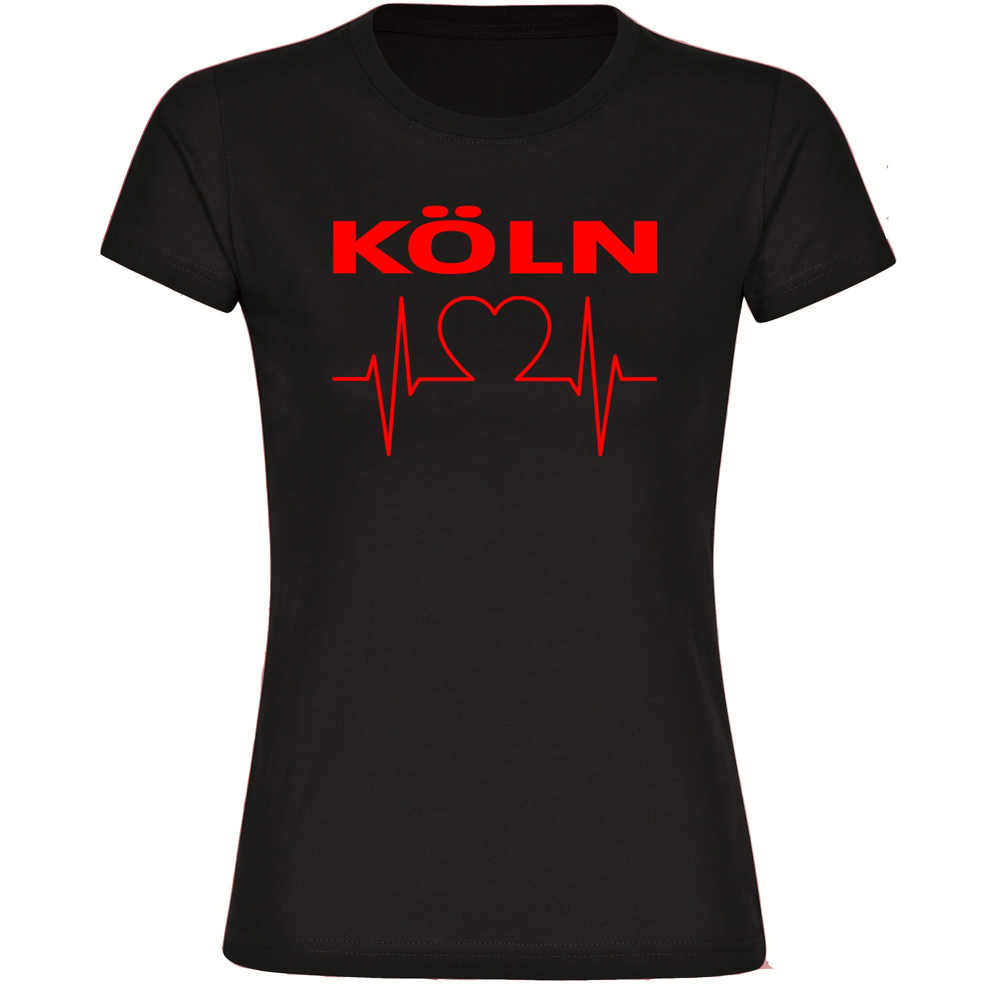 multifanshop® Damen T-Shirt - Köln - Herzschlag - Druck rot