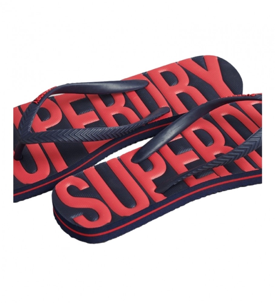 Chinelo vegano Superdry com logo vintage azul marinho