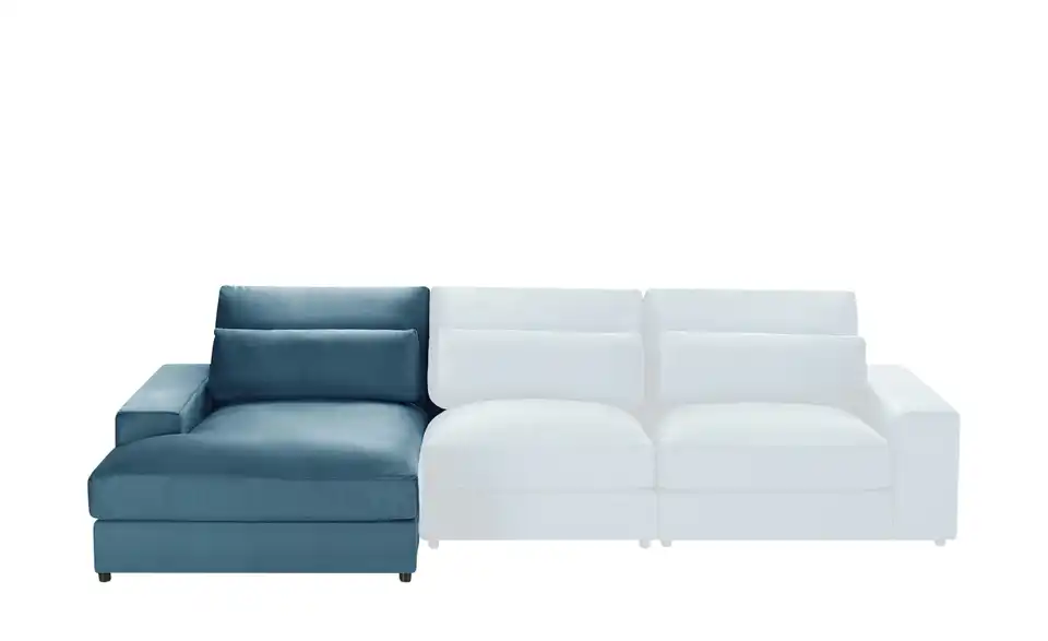 Element Branna Blau Samt Ottomane links