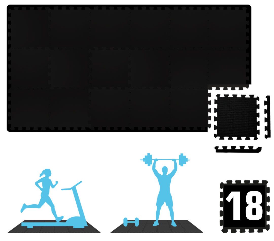 eyepower 18er Set Fitness-Bodenschutzmatte 30x30cm
