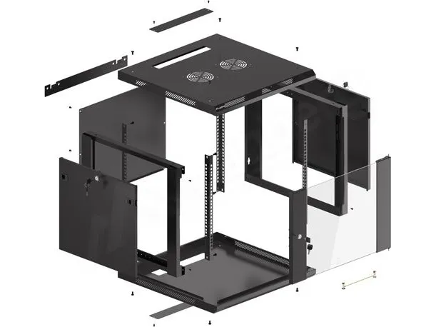 Lanberg - Rack kabinet - vægmonterbar - sort, RAL 9004 - 9U - 19