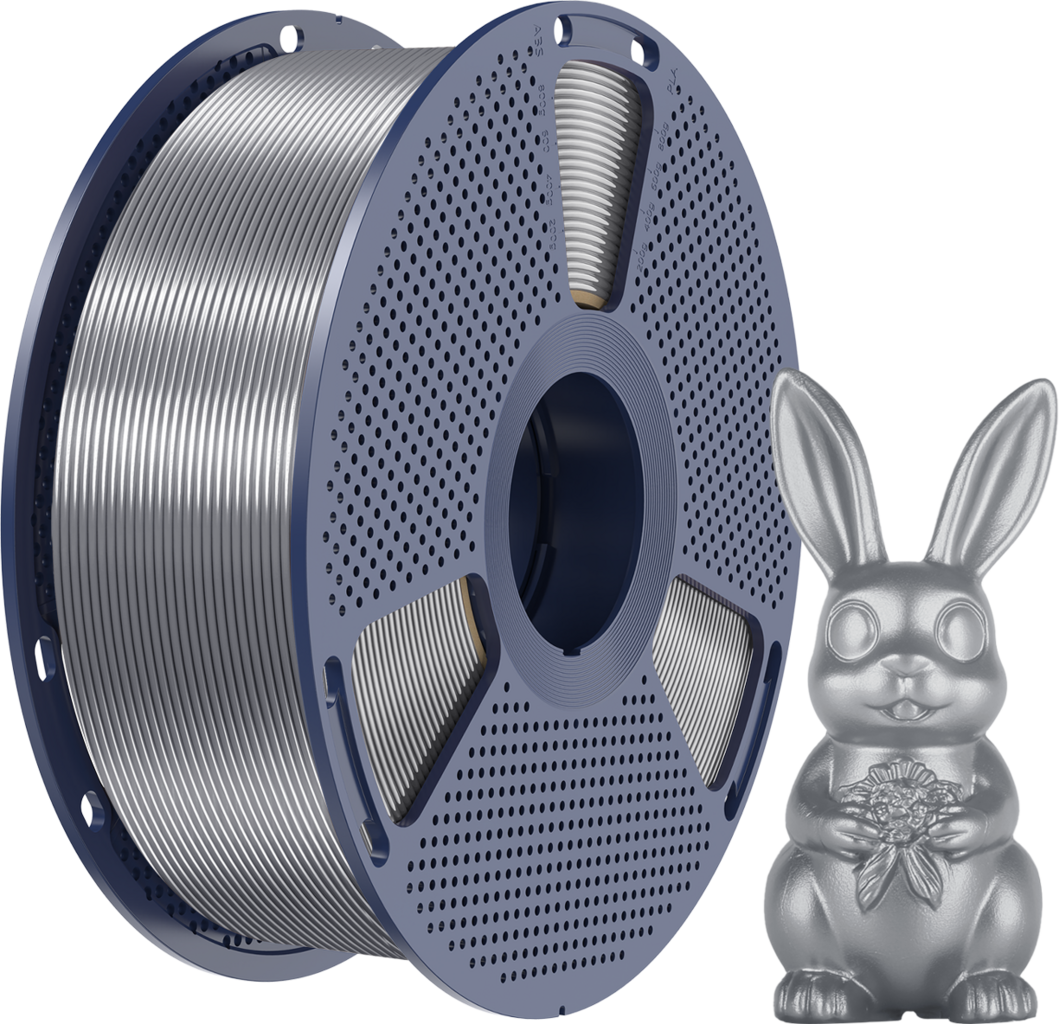 SUNLU  Silk PLA+ Grey, 1,75 mm / 1000 g    PLA Material mit glänzendem Finish
