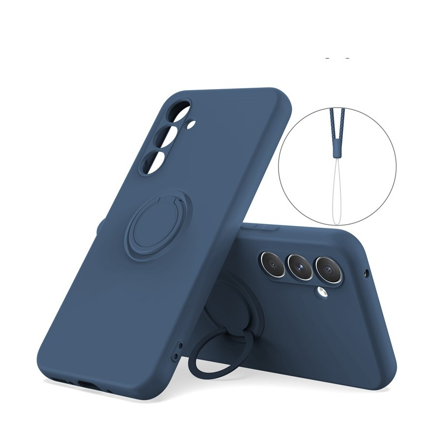 Samsung Galaxy S25 Silikon Case Hülle   Magnetischer Kickstand Haltering - Dunkelblau
