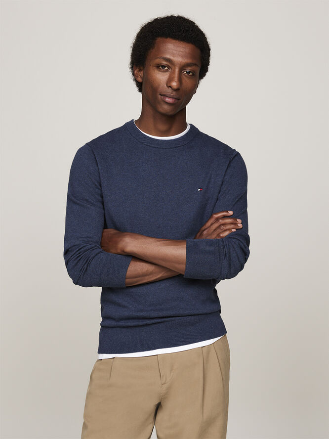 Tommy Hilfiger PIMA ORG CTN CASHMERE CREW NECK Aegean sea heather