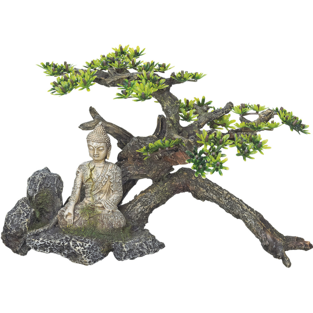 Bouddha avec arbuste 325 x 165 x 210 mm décoration aquarium