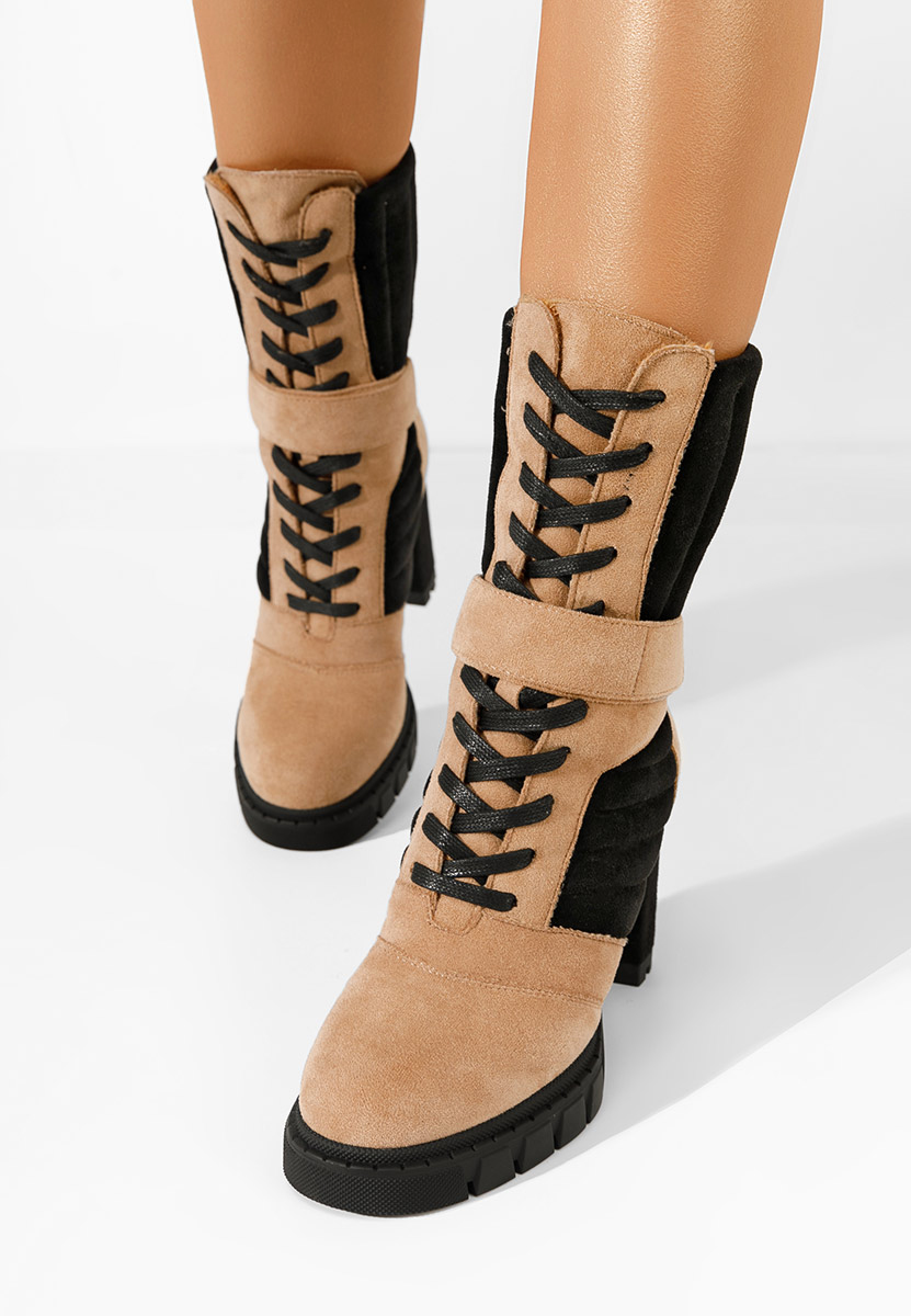 Bottes à talon carré kaki Kallava