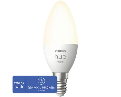 Philips Hue Kaarslamp Wit Dimbaar Wit E14 5.5W 470 lm Warm Wit-Neutraal Wit 1 st - Compatibel met SMART HOME van Hornbach