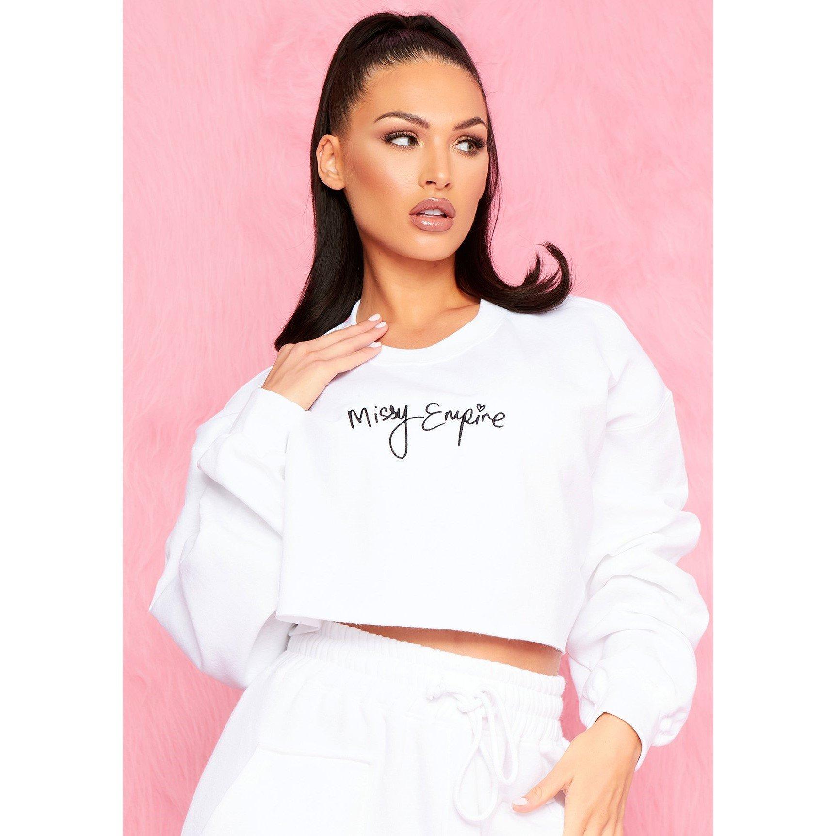 Missy Empire Branded Slogan Cropped Sweater