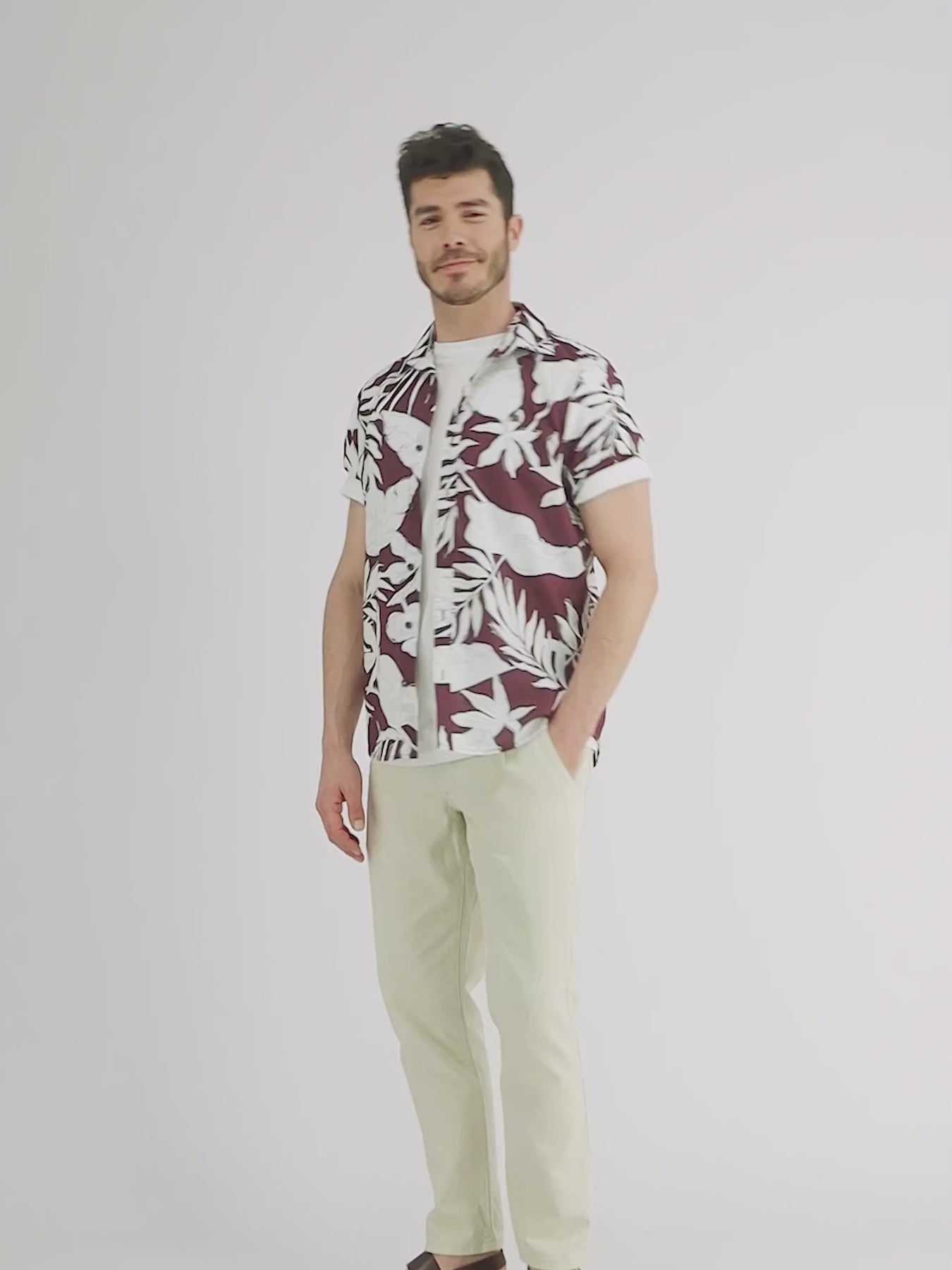 Halbarmhemd mit floralem Print