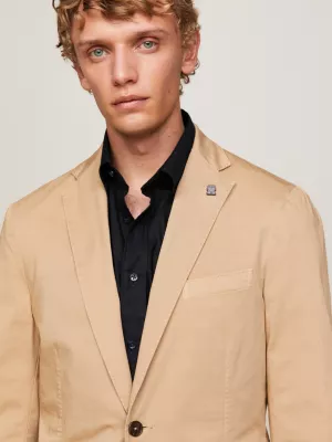 Blazer slim fit em sarja tingida em peça
