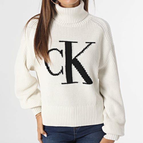 Pull Col Roulé Femme Blown Up CK 1960 Beige