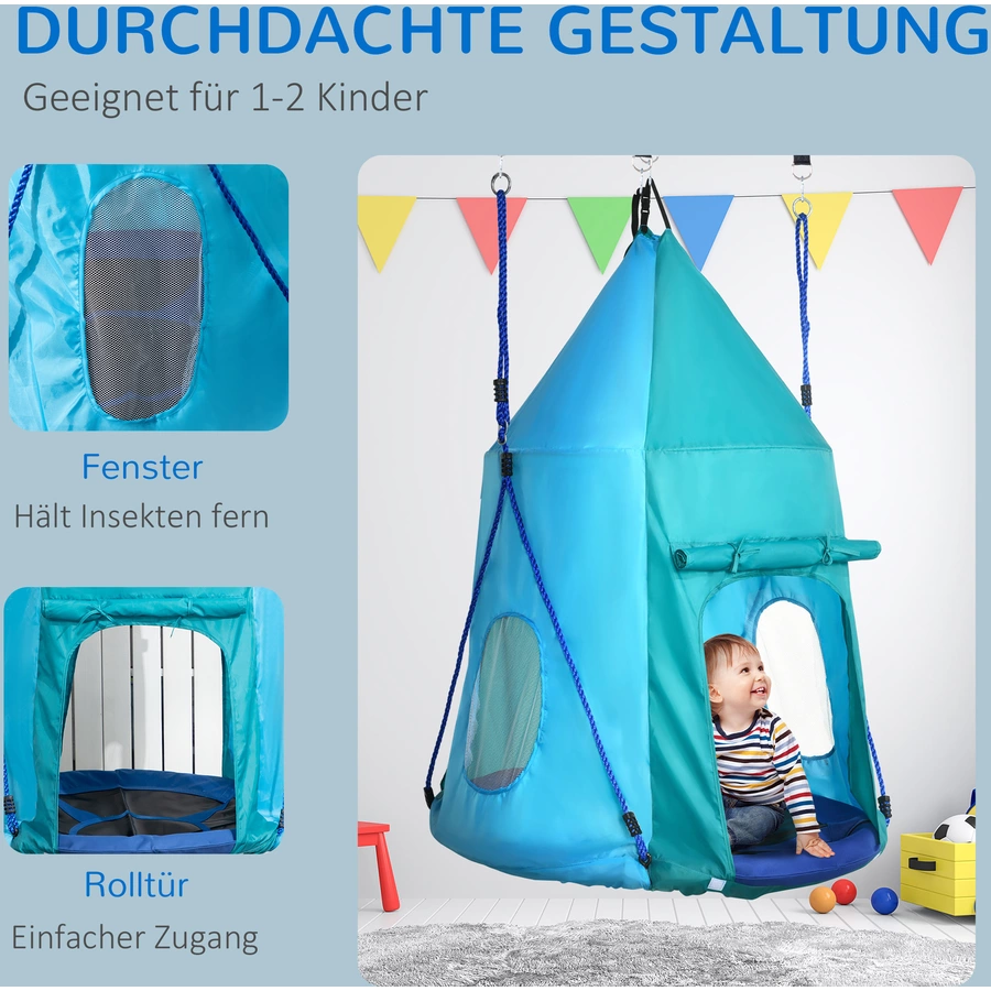 Outsunny Nestschaukel mit Zelt blaugrün