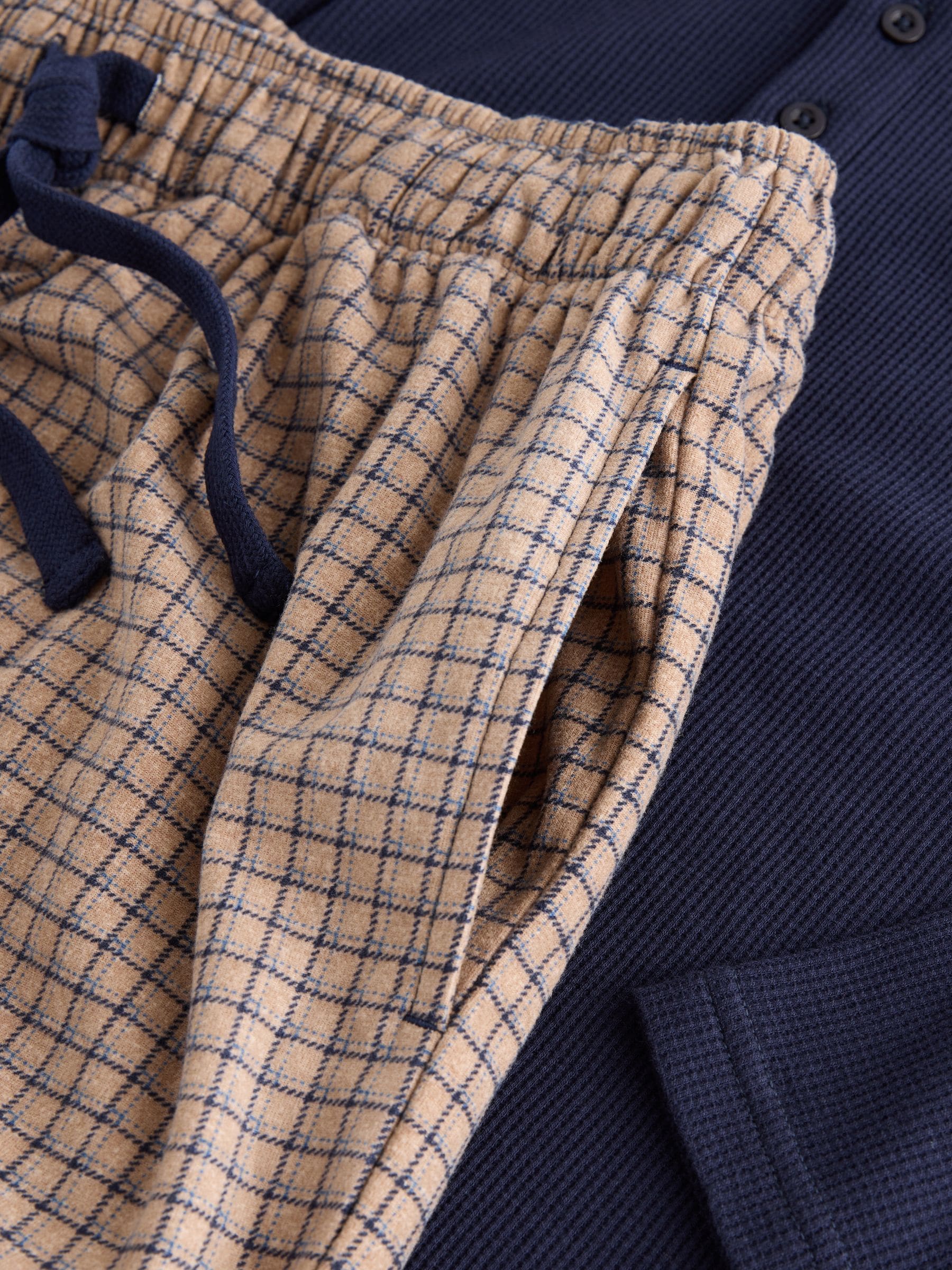 Marineblauw/naturel - Motionflex - Behaaglijke pyjama met lange mouwen