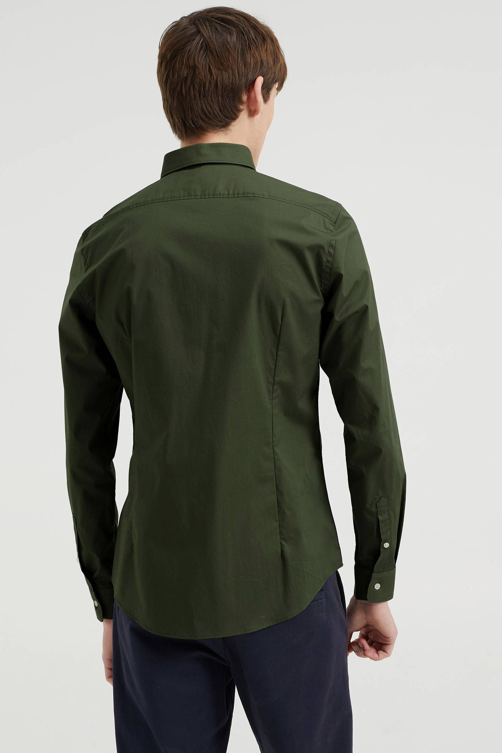 WE Fashion slim fit overhemd donkergroen