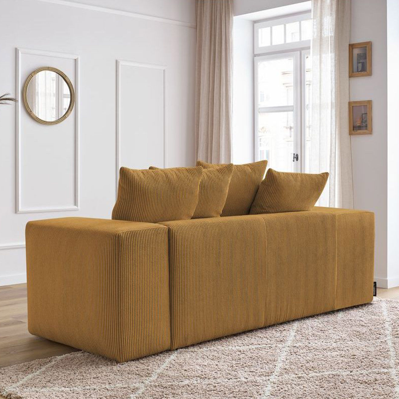 Bobochic Canapé 2 places moelleux voltaire jaune - 220x124x75 cm