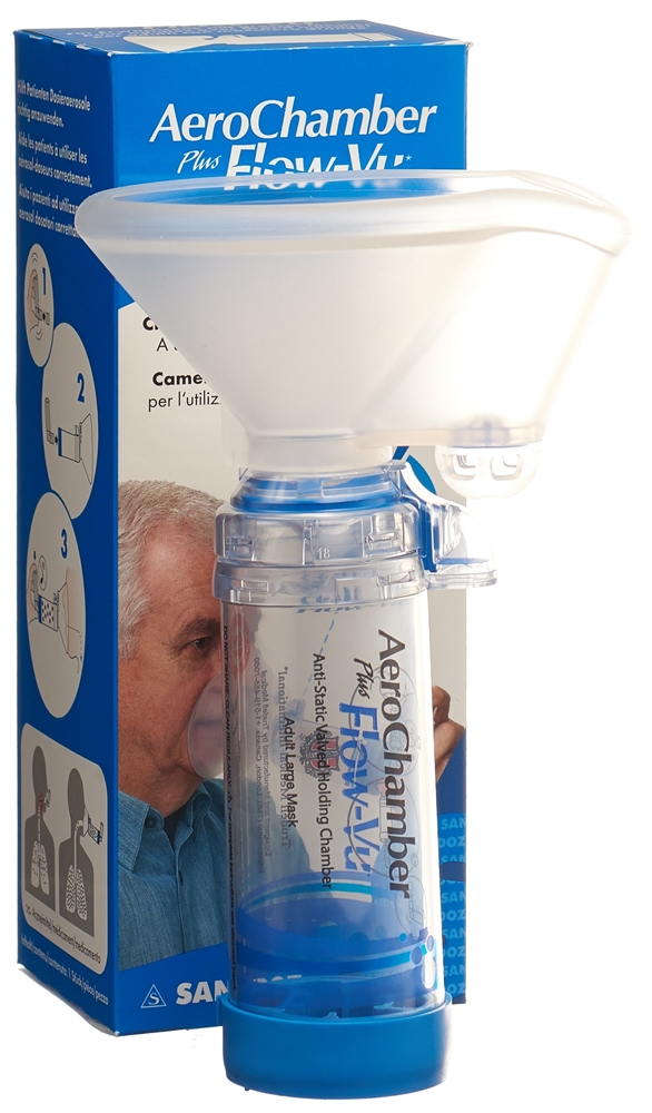 AEROCHAMBER PLUS Flow-Vu grosse Maske blau 1 Stk