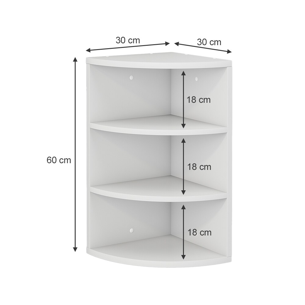 Oskar-Store Eckregal Fabienne, 60 x 30 cm, Weiß, hängendes Bücherregal mit 3 Fächern