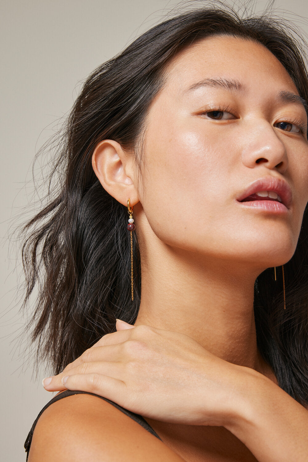 ENAMEL Copenhagen  Jana hoops - lysegul, perle & brun
