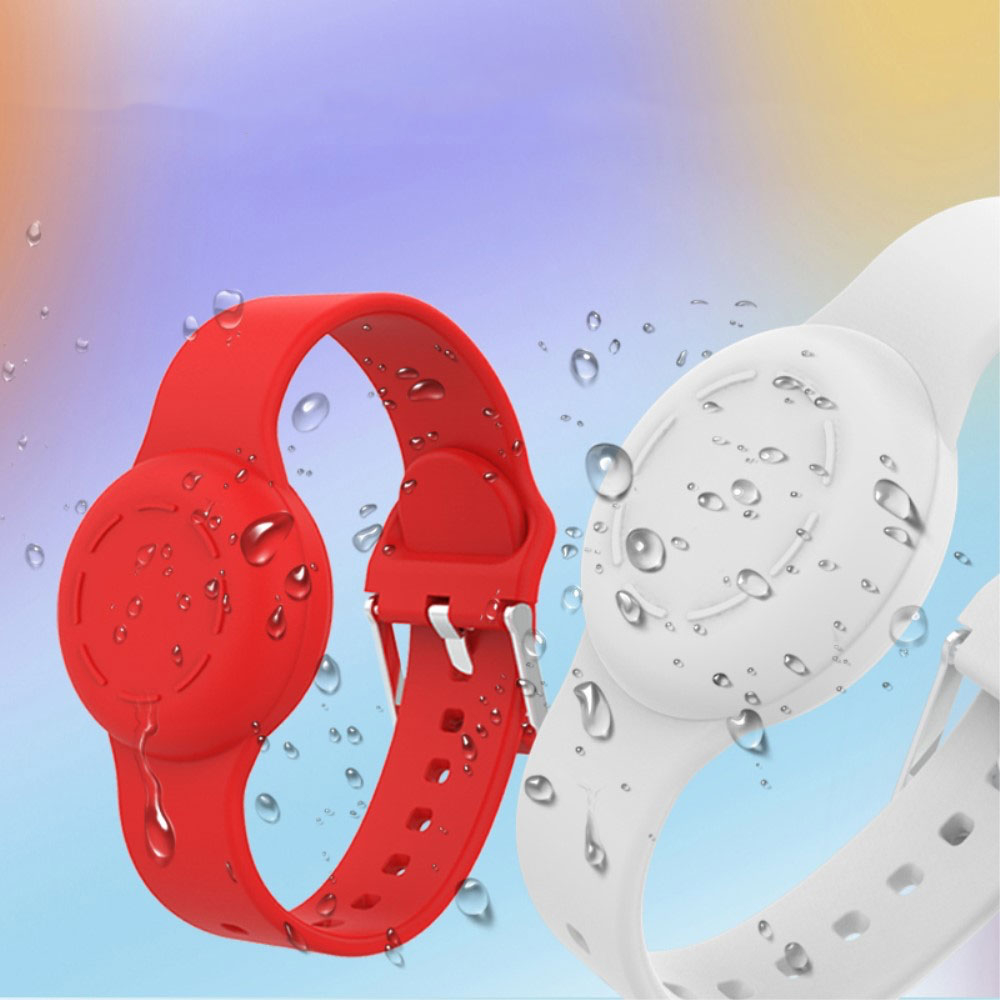 Apple AirTag Silikon Armband für Kinder Wasserdicht mit Verschlusskappe (Gelenkumfang: 130-180mm) - Schwarz