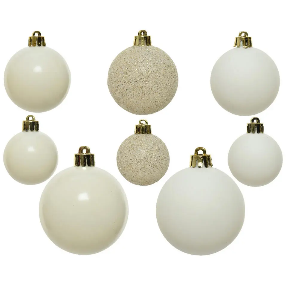 Decoris Kerstballen - 26x st - wol wit - 6-8-10 cm