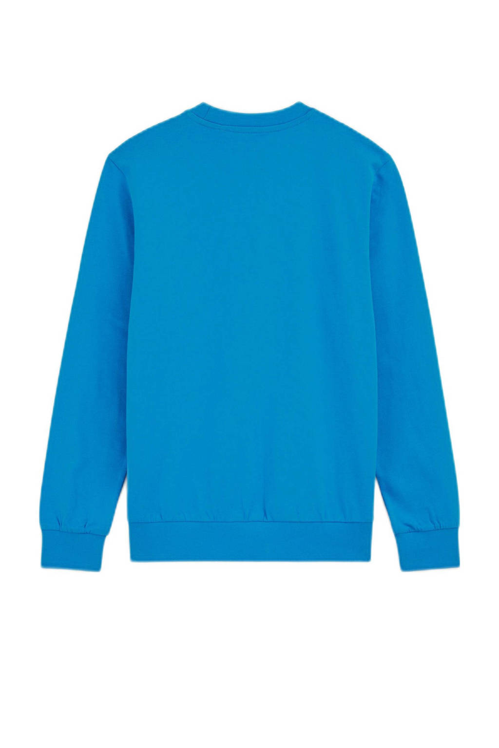 WE Fashion sweater met printopdruk blauw/wit
