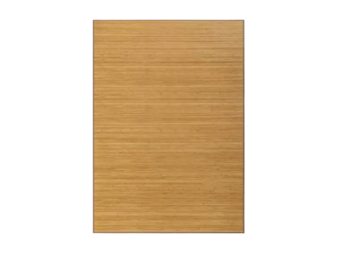 Tapis de sol antidérapant, moquette à rayures en bambou coloris naturel - Longueur 300 x Profondeur 200 cm