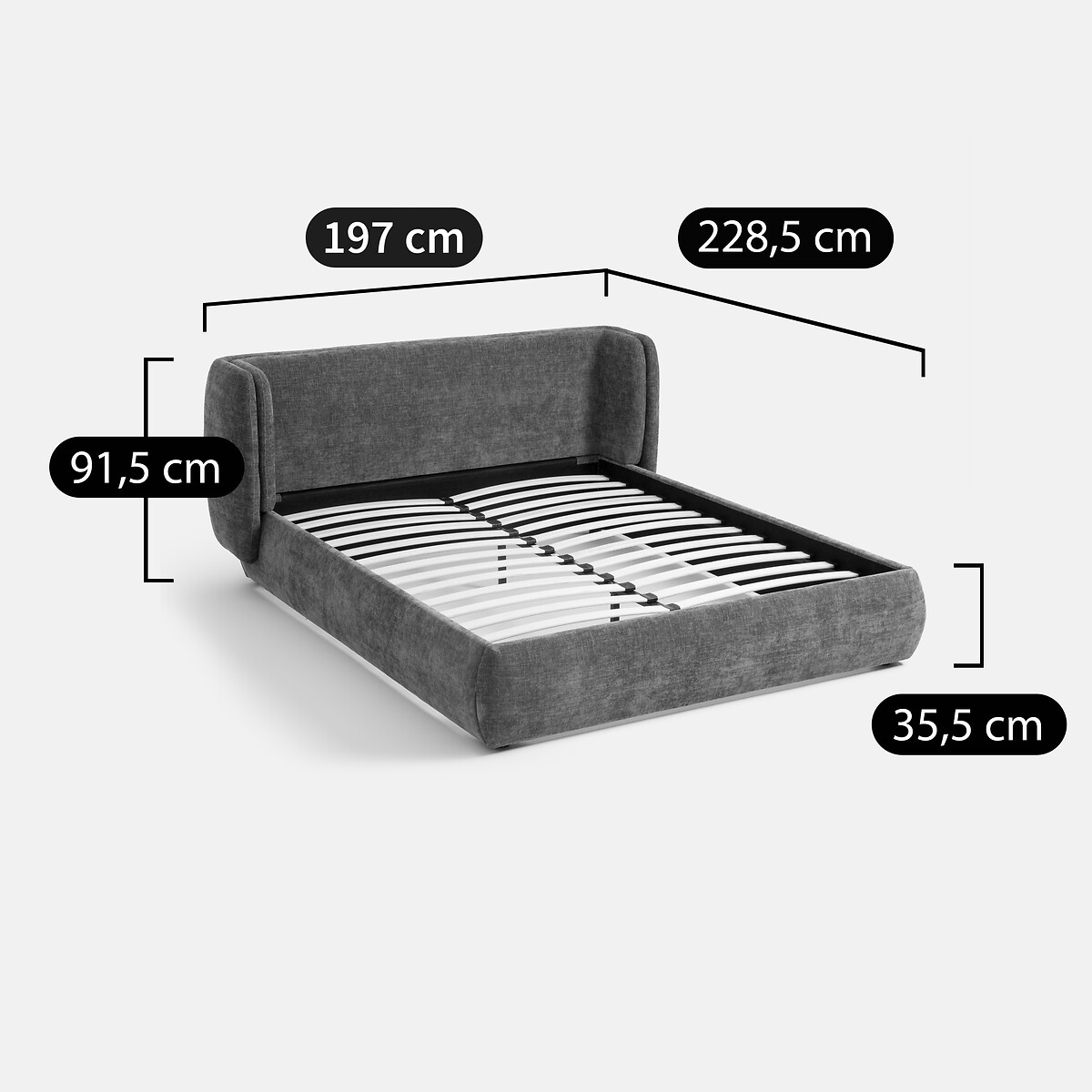 LA REDOUTE INTERIEURS<br>Cama estofada com base, Meridiano