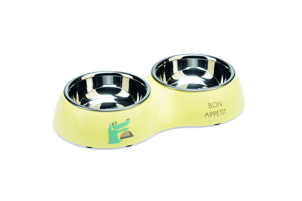 Beeztees Kroky  Dinerset - Puppy Voer & Drinkbak - Geel - 27 cm