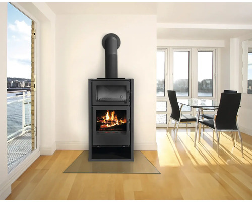 CONFORTO Regina Fw stalen zwarte houtkachel 8,65 kW met bakvak