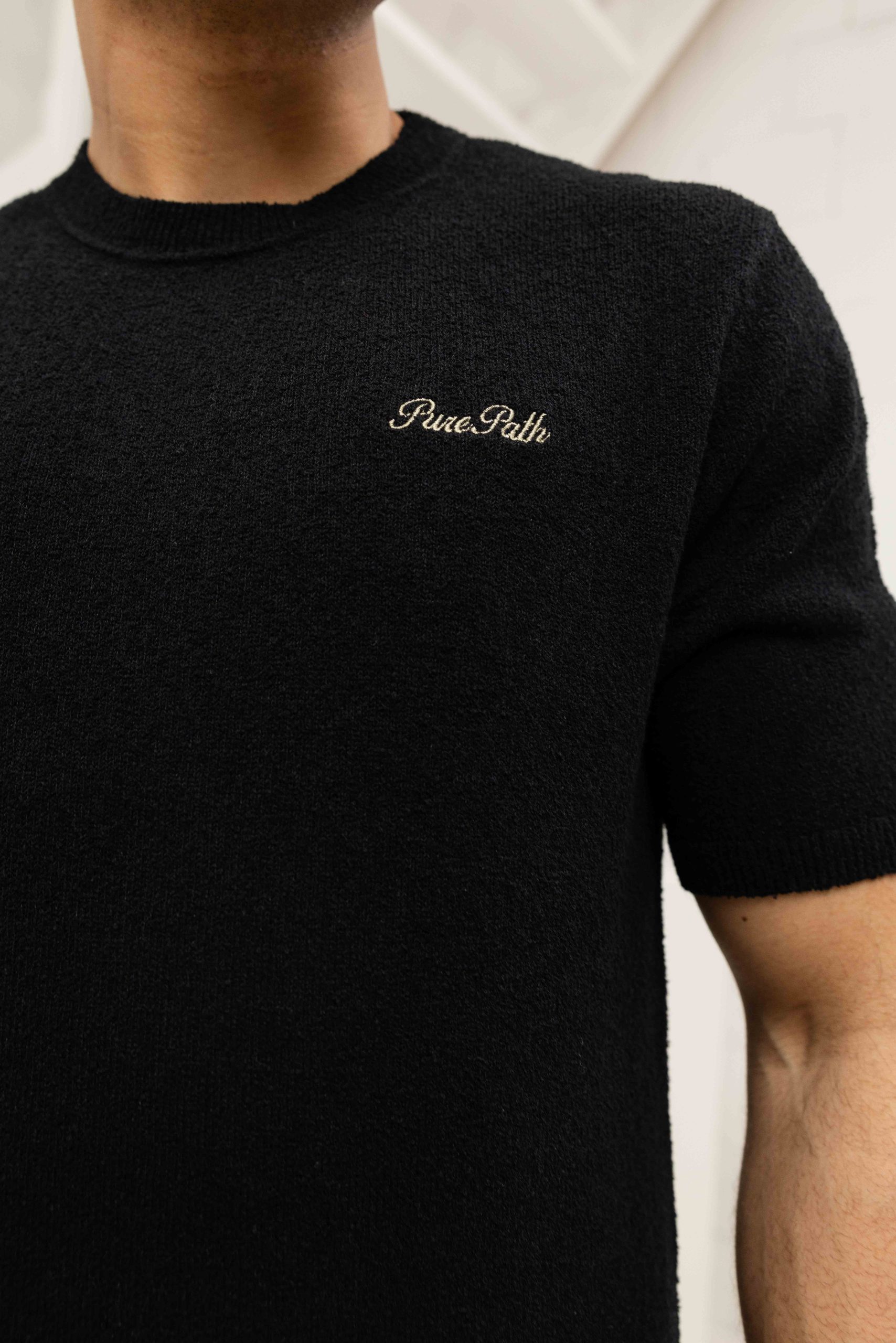 Pure Path Knitted T-Shirt Heren Zwart