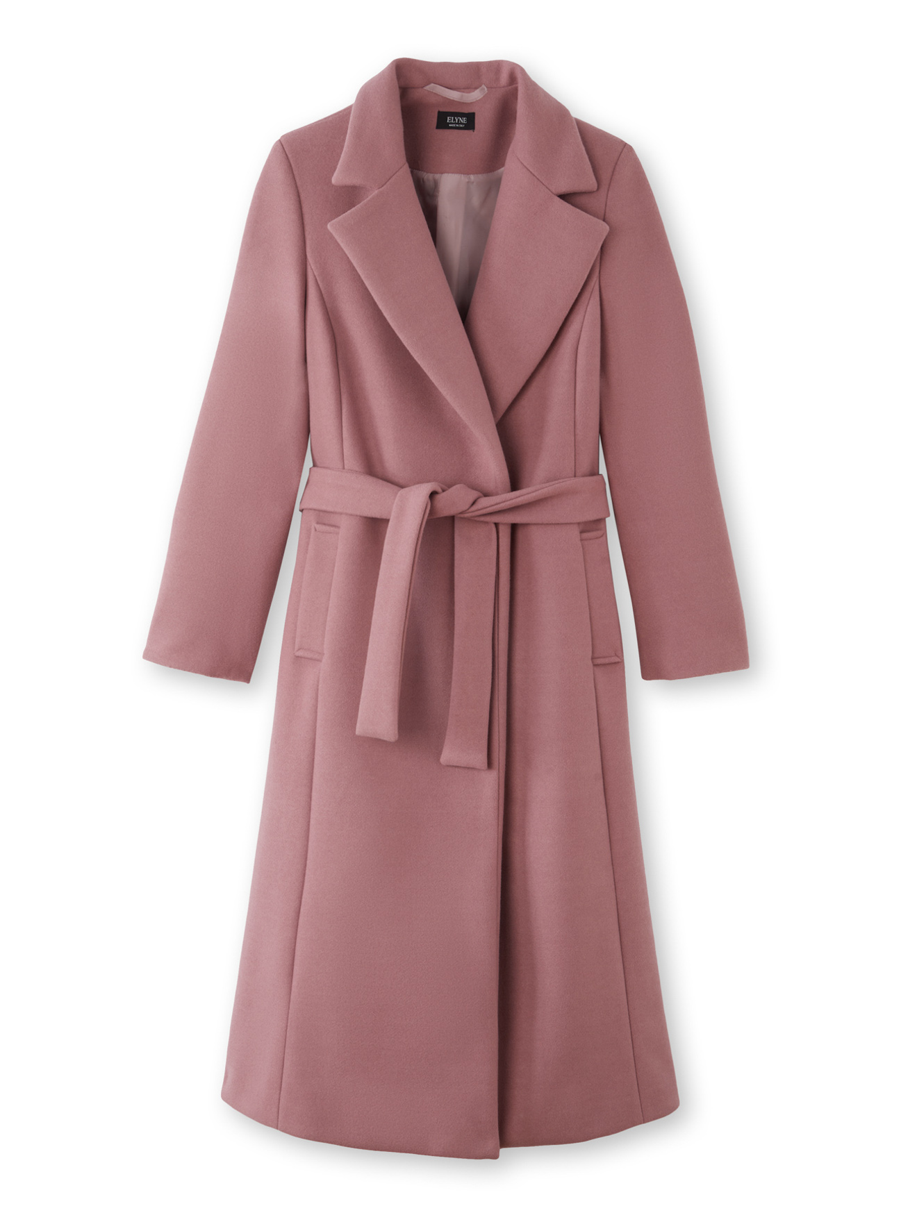Manteau long croisé ceinturé